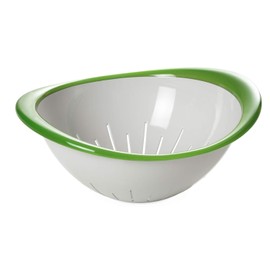 Colander and scola Vegetables, 20 cm Diameter, Colorful, Ergonomic and Innovative Design, White Interior and Outside Edge Green, Trendy line by Omadadesign