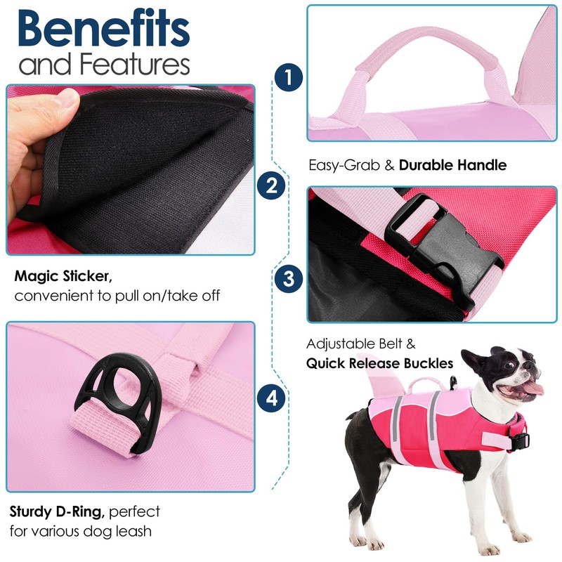 AOFITEE Small Dog Life Jacket, Shark for Swimming, High Flotation