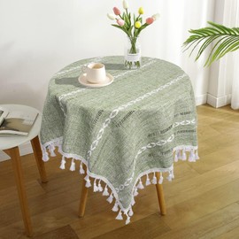 tiosggd Boho Small Square Tablecloth 36''x36'', Sage Green Linen Table Cover for Coffee Table, Round Table, Nightstand Cover Top, Bedside Table Cloth, End Table Runner, Rustic Farmhouse Table Decor