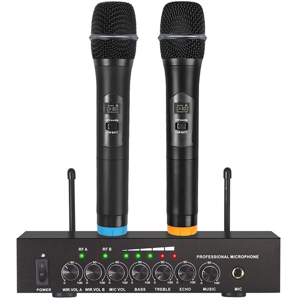 Professional UHF Wireless Microphone System, Wireless Microphone with Treble Echo