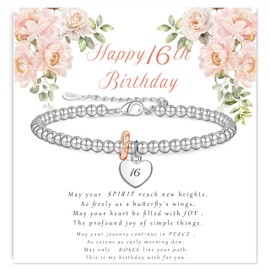 GEMAURA Sweet 16th Birthday Gifts Girl,Adjustable Silver Bracelet for Teenage Girls Sterling Silver Bracelet Sweet 16 Gifts for Girls Gifts Ideas with Cards for Sister Friend Daughter Granddaughter