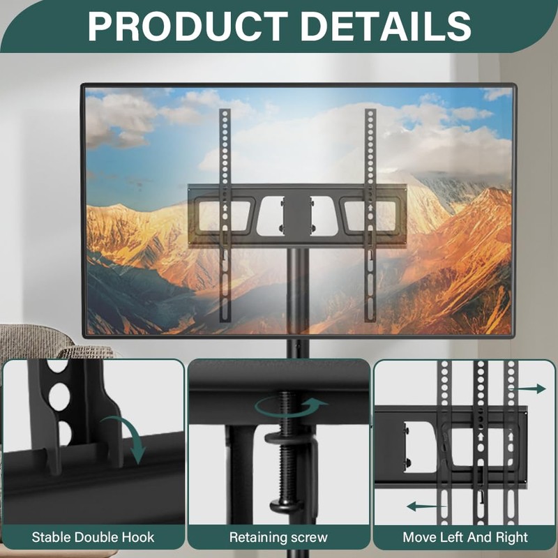 BFTOU Rolling TV Stand with Wheels for 32-55Inch Screens up