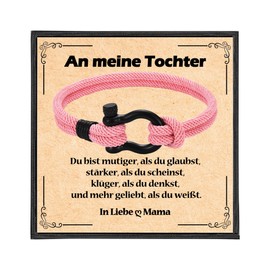 USEEDOVIA Gifts for Girls Daughter from Mum Mother Dad Father Spouse Bracelet Pink Rose Birthday Gift Gifts for Back to School, Nylon