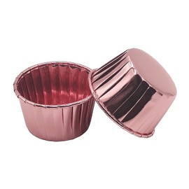 Mombake Aluminum Foil Standard Muffin Cupcake Liners, Disposable Baking Cups with Vibrant Color for Party Celebration, Rose Gold 50-Count