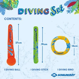 Schildkröt fun sports neoprene diving set (3 pieces: ring, stick, ball), multi-coloured, 970217