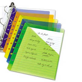 Avery 75307 Small Binder Pockets, Standard, 7-Hole Punched, Assorted, 5 1/2 x 9 1/4, 5/Pack