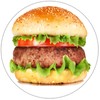 Hamburger - 100 Pack Circle Stickers 3" x 3" -