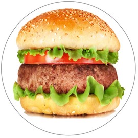 Hamburger - 100 Pack Circle Stickers 3" x 3" - Delicious Burger Food Meat Yum