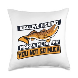 Best Walleye Fishing Gear Kit Gifts For Beginners Makes Me Happy Lures Zander Walleye Fishing Throw Pillow, 18x18, Multicolor
