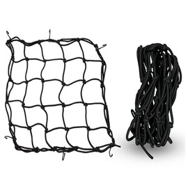 1 Pack Motorcycle Net, Motorcycle Helmet Net Luggage Cargo Net 40x40cm for Moto and Bike, Spider Heavy Duty Elasticated Bungee Comes with 6 Hooks for Secure
