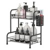 Bathroom Countertop Organizer With Toiletries Basket, 2 Tier Bathroom Counter