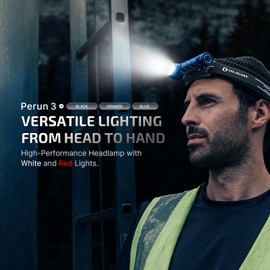 OLIGHT Perun 3 Rechargeable Headlamp Flashlight, 3000 Lumens LED Headlight with Red Light, Waterproof Head Lamp with Headband for Outdoor Camping, Hiking, Working (Midnight Blue)