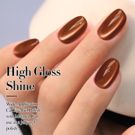 senvenski Jelly Glass Cat Eye Gel Nail Polish with Magnet 15ML Magnetic 3D Galaxy Holographic Glitter Translucent Sheer Color Gel Polish Salon Home DIY (Dark Brown, 0.5fl oz)