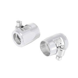 Motoforti Universal Hex Car Hose Finisher Clamp, AN6, Aluminum Alloy, Silver Tone, 2 Pc