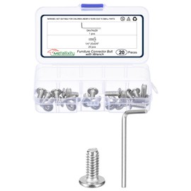 METALLIXITY Flat Head Hex Socket Cap Screws Bolts(1/4"-20x5/8) 20Pcs, with Wrench Steel Hex Socket Furniture Bolts Countersunk Screws - for Furniture Woodworking Project, Silver Tone