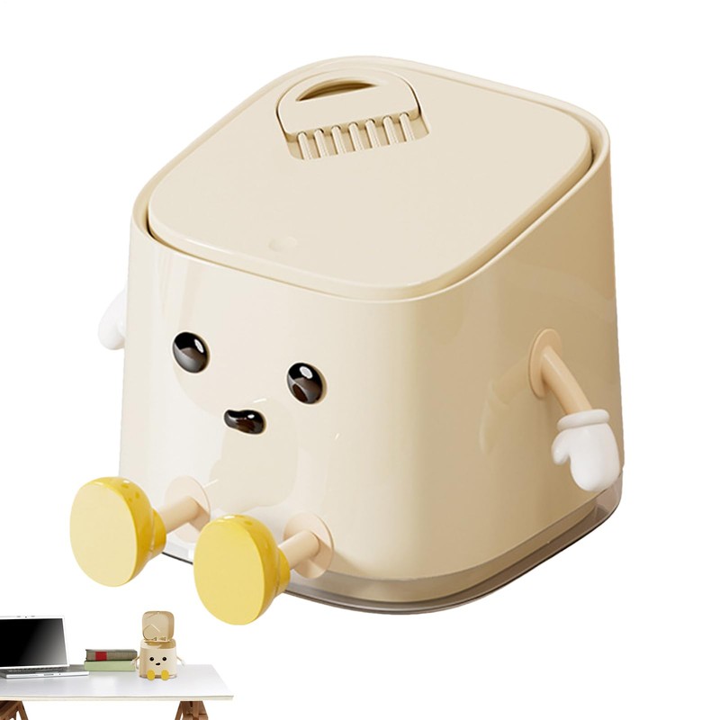 Desktop Trash Can with Lid, Tiny Desk Trash Can, Narrow