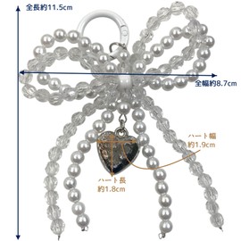 GrandslamEX Ribbon, Pearl, Heart Accessory, Charm, Keyring, Keychain, Strap, Keychain, Smartphone Pouch, AirPods Pro, Wallet, Cute, Simple, Stylish, Decorative, Hook, Small, Colorful, Korea, Metal, No