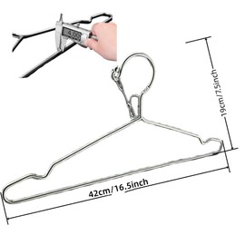 16.5” Wire Hanger 4mm Lockable Hangers 20Pack Stainless Steel Slim Thin Heavy Duty Windproof Lock Hook Metal Space Saving Clothes Hotel Hangers for RV Silver (20)