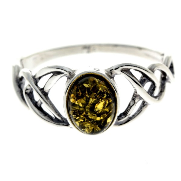 Silver Amber Jewellery - 925 Sterling Silver and Green Baltic