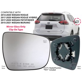 APA Replacement Mirror Glass for 2014-2020 ROGUE 2015-2021 MURANO 2017-2020 PATHFINDER Power Heated Passenger Right Side 963654BA1A NI1325120