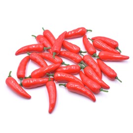 25pcs Mini Simulation Artificial Lifelike Fake Vegetable Red Pepper Hot Chili for Home Kitchen Decoration(Red)