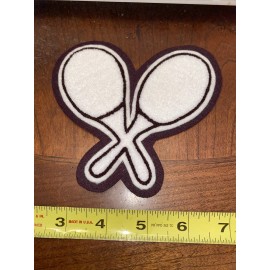 Unbranded Chenille Tennis Racks white on brown Applique Patch Iron On Letterman Jacket