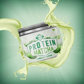 Protein Matcha | High Protein, Organic Japanese Matcha, Grass-fed Bovine Collagen & Mushroom extracts | 240g Tub with Scoop | 4 Grams of Protein per Cup - Made by WOD Powders