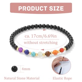 JENCVNL Chakra Bracelet, 4 mm Stretch Beads Bracelet, 7 Chakra Bracelet, Gemstone Beads Bracelets, Yoga Bracelet, Natural Stone Bracelet for Women, One size, Stone, No Gemstone