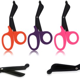 OdontoMed2011 3 Pieces Fluoride Coated Blade Utility Scissors 7.25" EMT Paramedic Nurse Scissor Bandage Doctor (Orange + Purple + Pink) 7 1/4" Emt Utility Shears Scissors