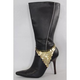 Alwasytyle4you Women Gold Metal Boot Chain Bracelet Anklet Shoe Long Vintage Coin Charm Jewelry