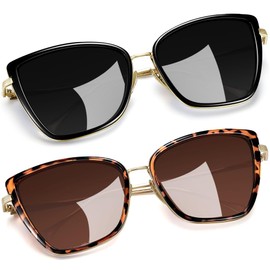 Joopin Black Cateye Sunglasses & Leopard Cat Eye Sun Glasses, UV400 Trendy Oversized Becky Shades for Women Ladies Cute Chunky Sunnies