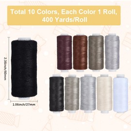 CABODYALS 10Pcs 4000 Yards Polyester Embroidery Thread Cross Stitch Sewing Floss Friendship Bracelets Braid 10 Colors Embroidered String for Sewing Making Knitting Needlework Decor DIY Art Crafts