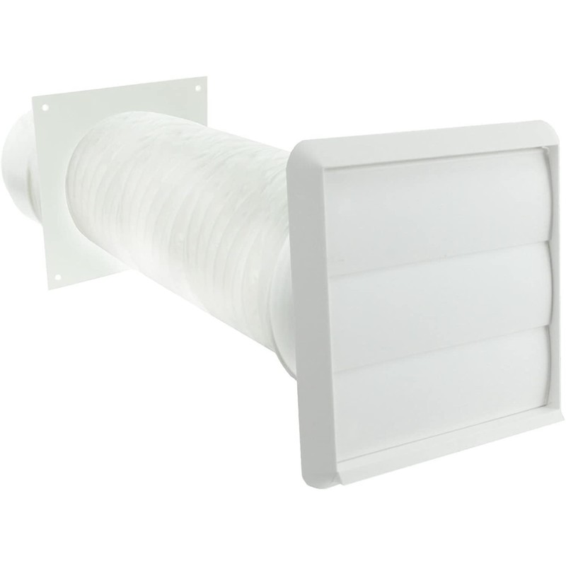 SPARES2GO Universal Exterior Wall Tumble Dryer Venting Kit (White, 4"