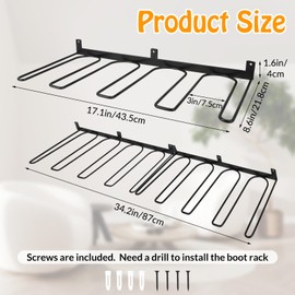 XLSXEXCL 4 Pack Boot Rack Wader Hangers Wall Mount Holds 8 Pairs, Organizer Hanging Metal Tall Holder for Cowboy Garage Storage Closet Entryway Outdoor Drying, Black