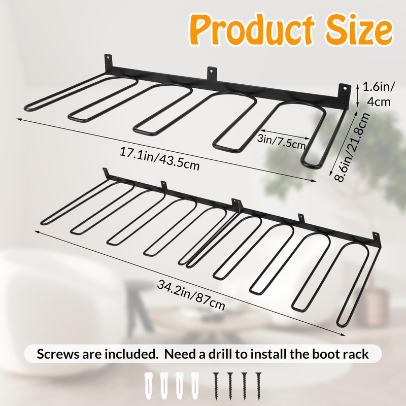 XLSXEXCL 4 Pack Boot Rack Wader Hangers Wall Mount Holds