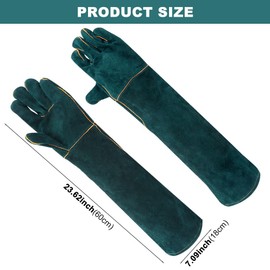 RODISHOMM 23.7" Animal Handling Gloves - Bite Proof Gloves for Cat Dog Snake Falcon Grabbing, Long Protective Durable Gloves