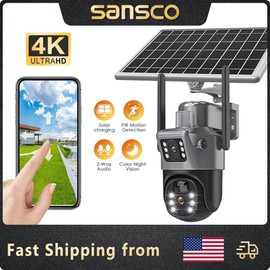 Sansco Solar Powered 4MP Wireless WiFi Home Outdoor PTZ Security IP CCTV Camera Audio