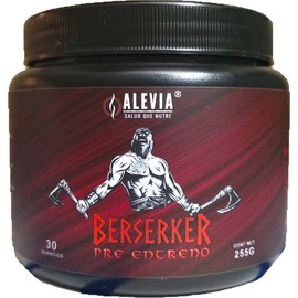 Pre entreno Berserker | energia extrema | Preworkout | 255g | 30 servicios | sabor frutos rojos | Alevia