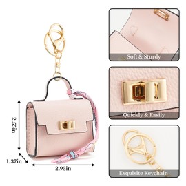ZOUIQSS Coin Purse Mini Handbag Keychain for Women,Creative Pendant Keyrings Makeup Bag,Small Change Pouch Coin Purse Zipper(Pink)