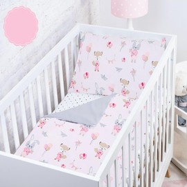 Baby Safe Duvet Cover Children's Bed Newborn 135 x 100 cm Duvet Cover Cot 100% Organic Cotton Oeko-Tex Certified Sheet Single Bed Baby Bedding Set Pink Deer
