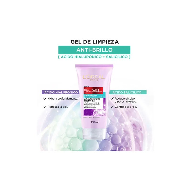 Gel Limpieza Revitalift Ácido Hialurónico Oil Control 150ml Mixta A