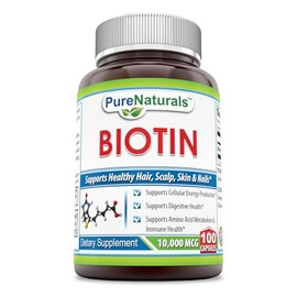 Pure Naturals Biotin 10,000 Mcg, 100 Capsules- Supports Healthy Skin & Hair – Promotes Overall Good Health