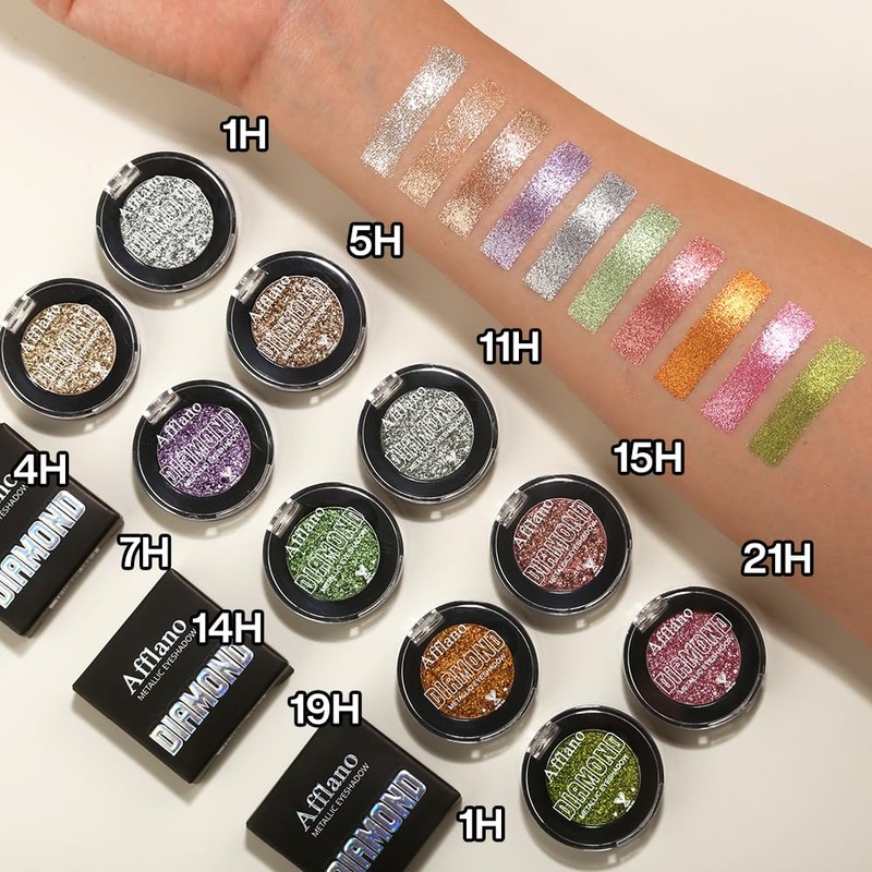 DE'LANCI Pink Glitter Eyeshadow, Pink Shimmer Eyeshadow Highly Pigmented Make-up,High