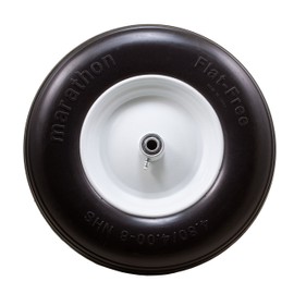 Marathon 4.80/4.00-8" Flat Free Tire on Wheel, 3" Hub, 5/8" Bearings, Ribbed Tread
