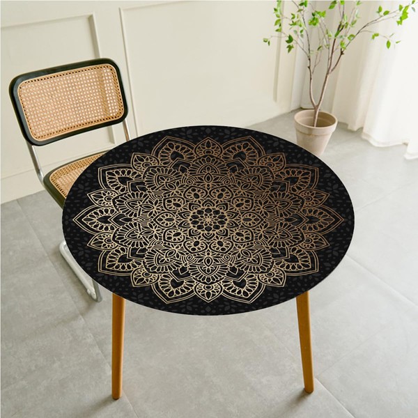 FANSU Round Tablecloth 100cm, Washable Round Table Cover Mandala Wipe
