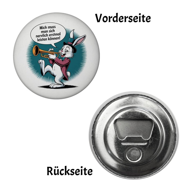 Annoying Rabbit Magnet with Bottle Opener with Trumpet - Bin