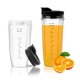 Yallmie 710 ml + 950 ml Mixer Replacement Parts for Ninja, Pack of 2 Mixer Cups with Removable Lid, 24 oz + 32 oz Replacement Cup for Nutri Ninja Blender