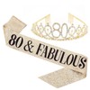 80th Birthday Gold Sash & Rhinestone Tiara Set, Birthday Gifts