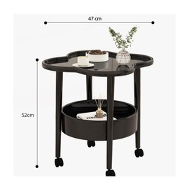 TOMVAES 2-Tier Flower-Shape Side Table,Coffee Table with 4 Wheels,Cute Tray Table,Small Accent Table,Sofa End Table for Living Room Bedroom Balcony Patio Nightstand