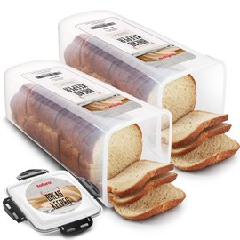 Tafura Bread Container [Pack of 2] Plastic Bread Box | Bread Keeper with Airtight Lid | Bread Loaf Storage Container | Airtight Loaf Bread Saver, BPA Free, 5 Liter